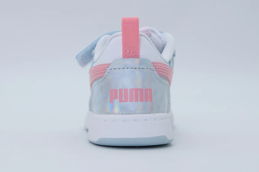 Puma Rebound V6 Low Space Belle Βρεφικά Sneakers Γκρι, Λευκά, Ροζ