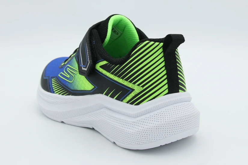 Skechers Microspec Velocity-Grid-Drift Παιδικά Sneakers Μαύρα, Μπλε, Λαχανί, Λευκά