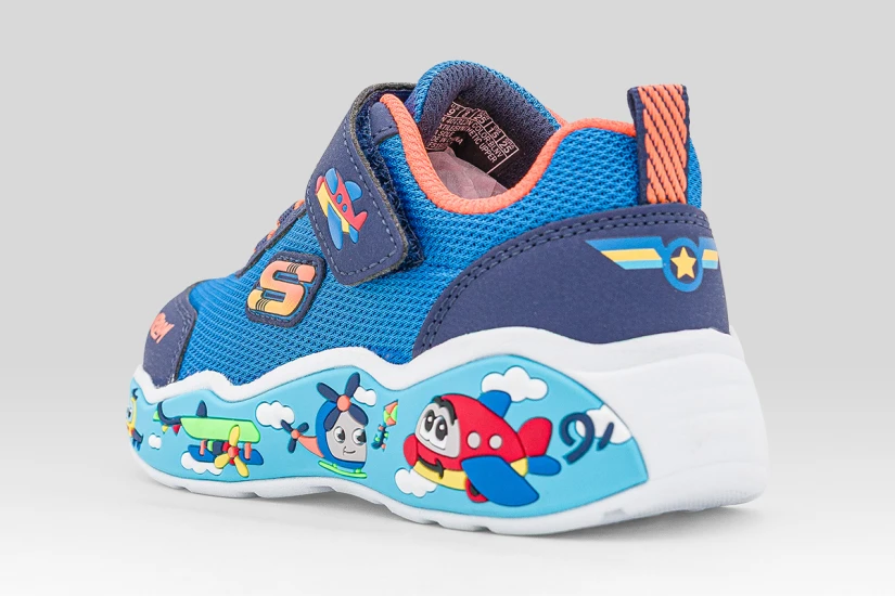 Skechers Play Scene Βρεφικά Sneakers Μπλε, Λευκά, Πορτοκαλί