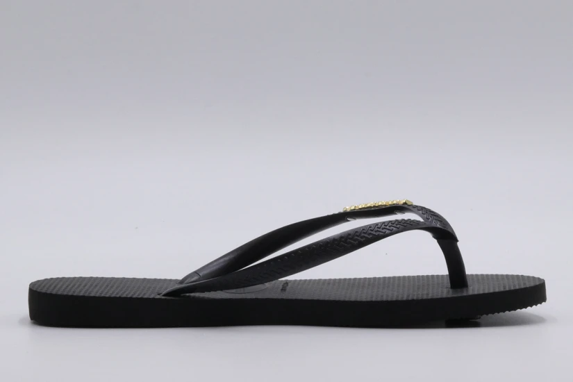 Havaianas Slim Logo Metallic Σαγιονάρες Μαύρες, Χρυσές