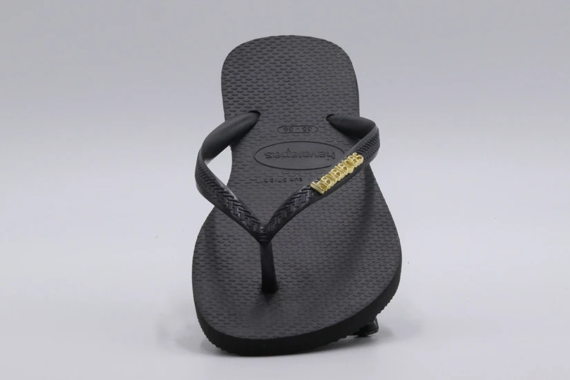 Havaianas Slim Logo Metallic Σαγιονάρες Μαύρες, Χρυσές