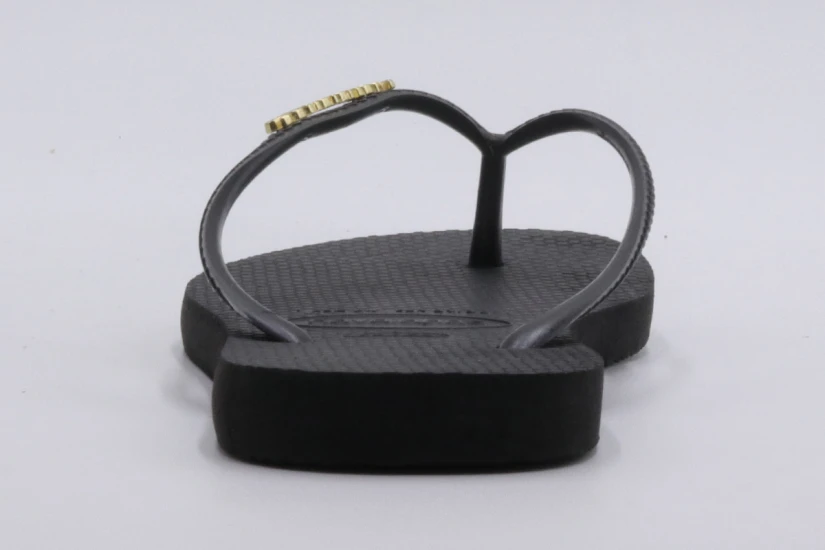 Havaianas Slim Logo Metallic Σαγιονάρες Μαύρες, Χρυσές