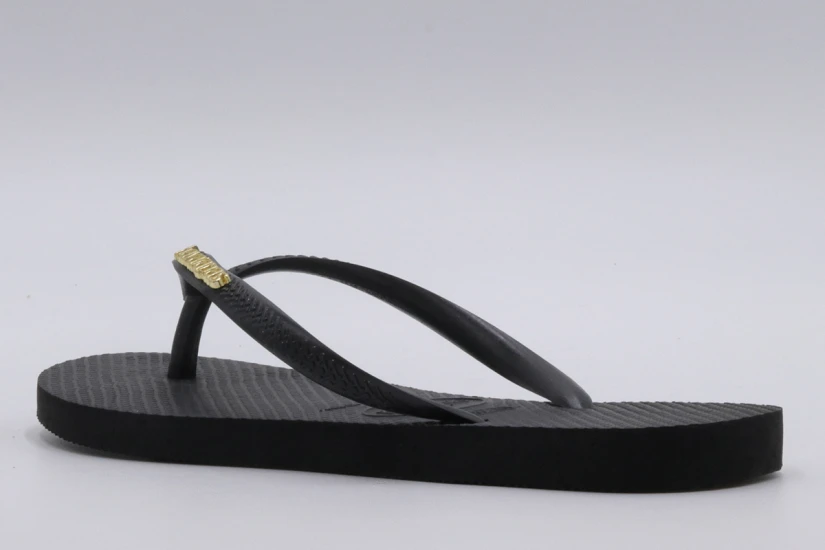 Havaianas Slim Logo Metallic Σαγιονάρες Μαύρες, Χρυσές