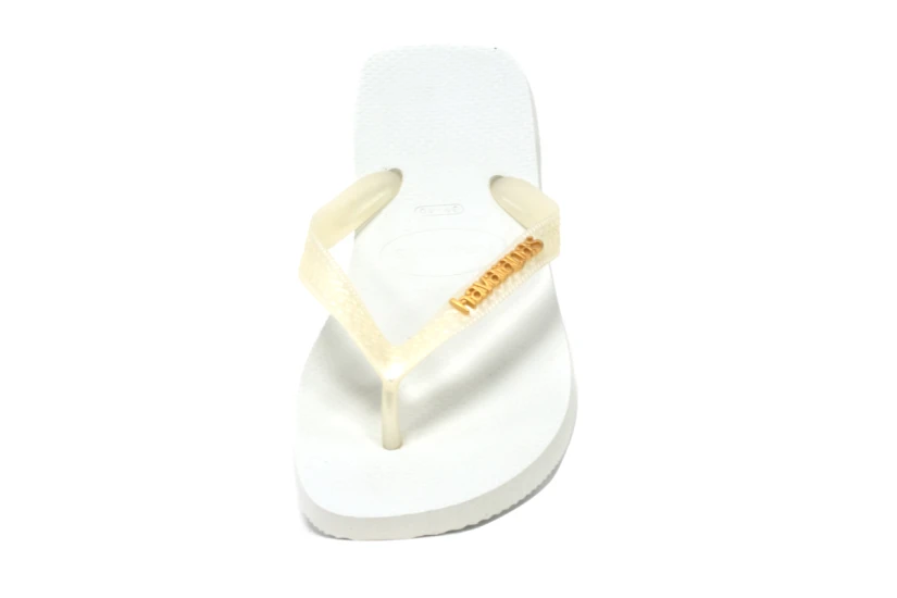Havaianas Top Logo Metallic Σαγιονάρες Λευκές, Ζαχαρί, Μπρονζέ