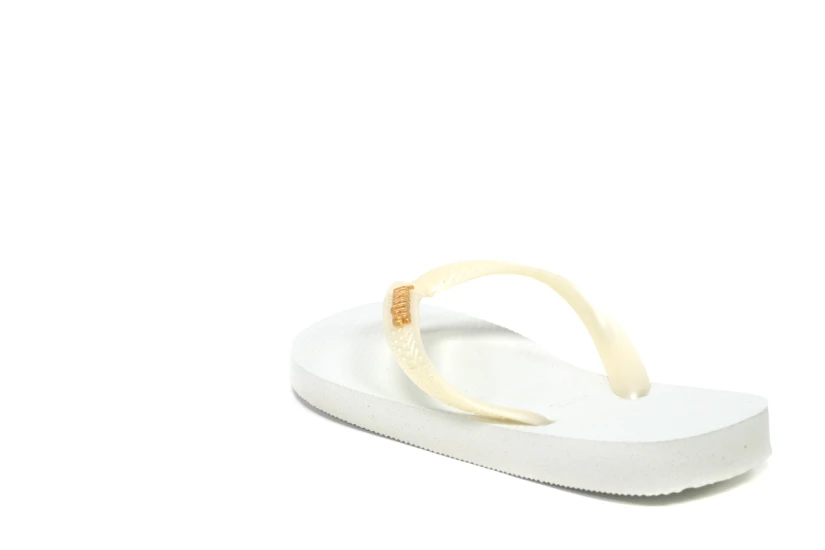 Havaianas Top Logo Metallic Σαγιονάρες Λευκές, Ζαχαρί, Μπρονζέ