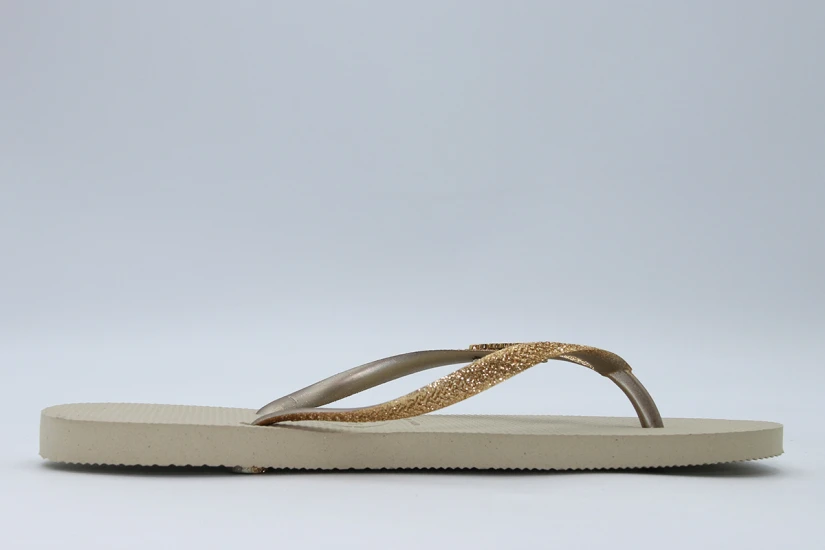 Havaianas Slim Glitter II Σαγιονάρες Μπεζ, Χρυσές