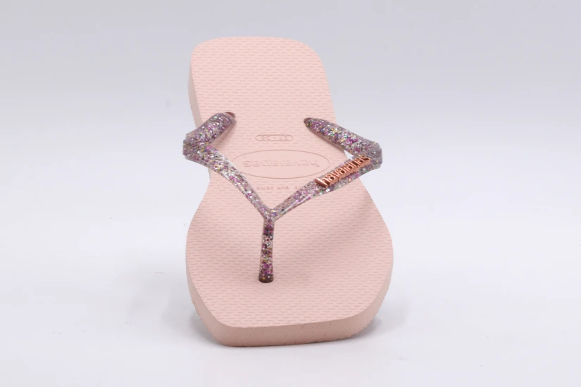 Havaianas Slim Square Logo Metallic Σαγιονάρες Ροζ, Φούξια