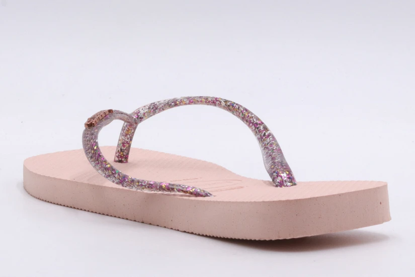 Havaianas Slim Square Logo Metallic Σαγιονάρες Ροζ, Φούξια