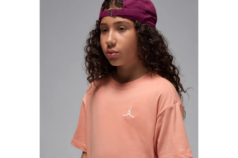 Jordan Brooklyn Essentials Embroidered Παιδικό Κοντομάνικο T-Shirt Σομόν