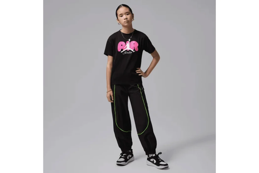 Jordan Air Bubble Graphic Παιδικό Κοντομάνικο T-Shirt Μαύρο, Φούξια, Λευκό