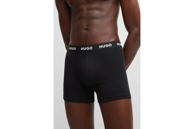 Hugo Boxerbr Triplet Ανδρικά Εσώρουχα Μπόξερ Μαύρα 3 Τεμάχια
