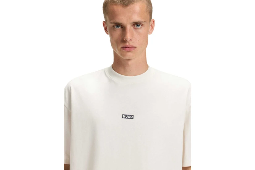 Hugo Nalono Ανδρικό Κοντομάνικο T-Shirt Εκρού