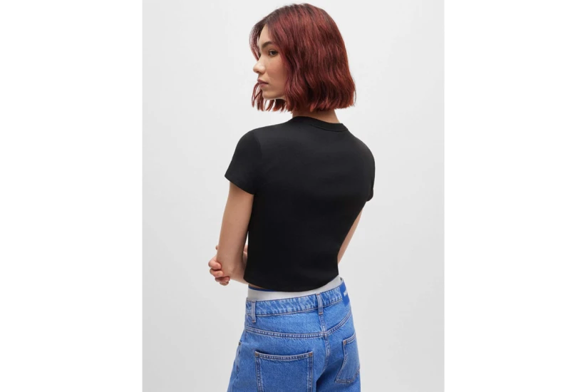 Hugo Baby B Γυναικείο Κοντομάνικο Crop Top T-Shirt Μαύρο