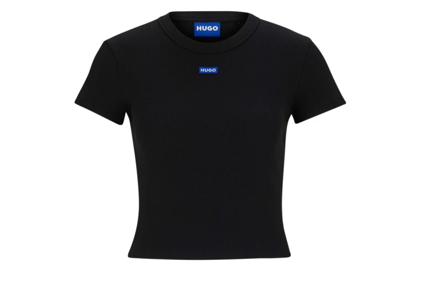 Hugo Baby B Γυναικείο Κοντομάνικο Crop Top T-Shirt Μαύρο
