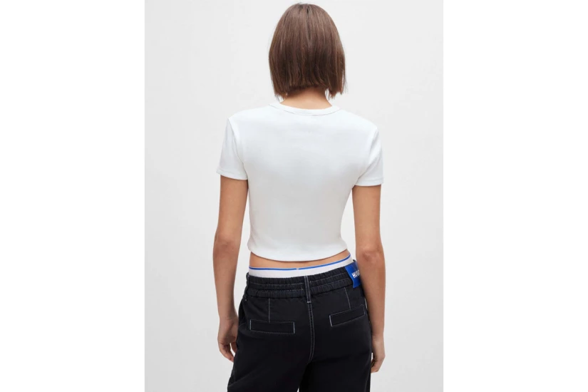 Hugo Baby B Γυναικείο Κοντομάνικο Crop Top T-Shirt Λευκό