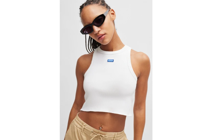 Hugo Baby Γυναικείο Αμάνικο Crop Top Λευκό