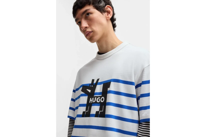 Hugo Nolastripe Ανδρικό Κοντομάνικο T-Shirt Λευκό, Ρουά