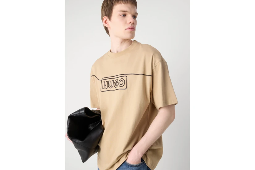 Hugo Noideryo Ανδρικό Κοντομάνικο T-Shirt Μπεζ