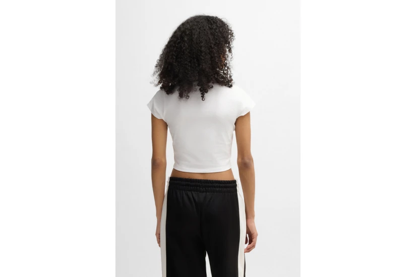Hugo Dome Γυναικείο Κοντομάνικο Cropped T-Shirt Λευκό