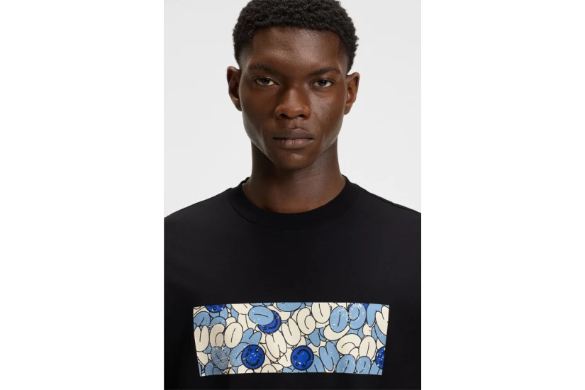 Hugo Nurix With Logo Artwork Ανδρικό Κοντομάνικο T-Shirt Μαύρο