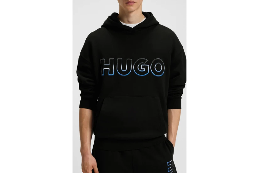 Hugo Nogudi With Ombre Logo Ανδρικό Φούτερ με Κουκούλα Μαύρο