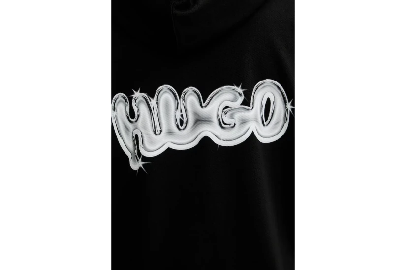 Hugo Nyrohood With Logo Prints Ανδρικό Φούτερ με Κουκούλα Μαύρο
