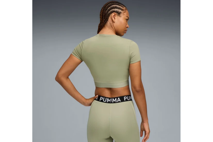 Puma Strong Γυναικεία Κοντομάνικη Crop Top Μπλούζα Λαδί