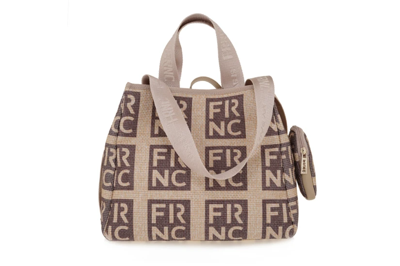 Frnc Τσάντα Shopper Μπεζ, Ανθρακί