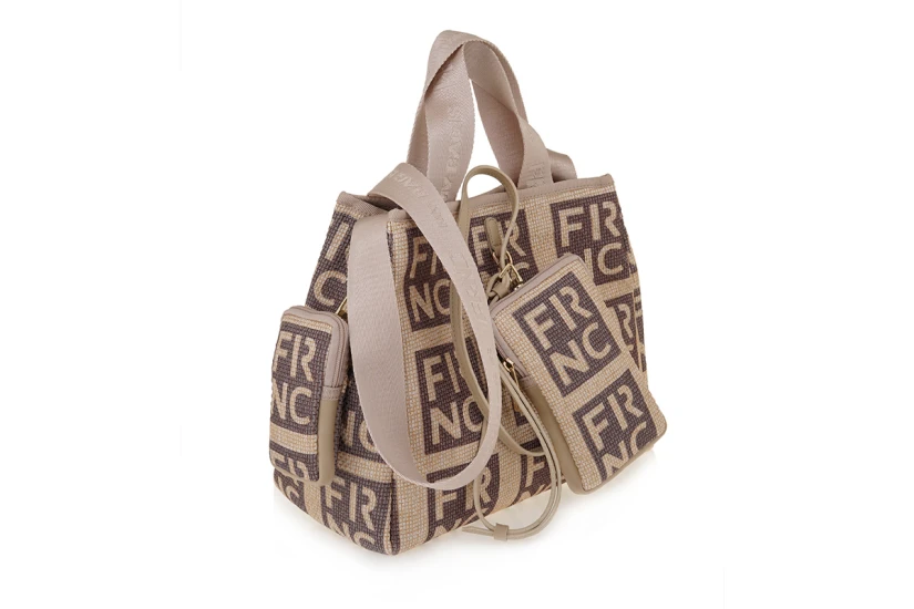 Frnc Τσάντα Shopper Μπεζ, Ανθρακί