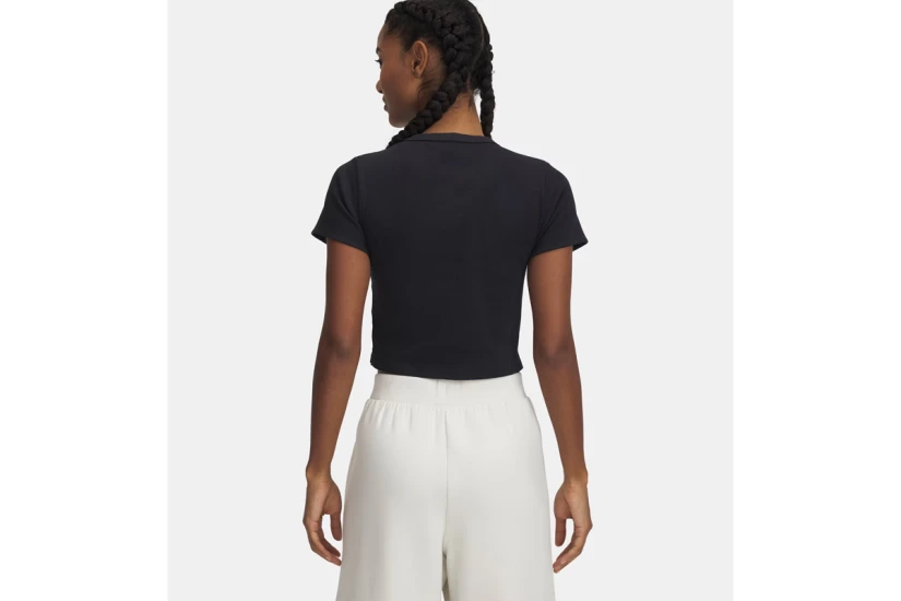 Under Armour Rival Rib Baby Γυναικείο Κοντομάνικο Crop Top Μαύρο