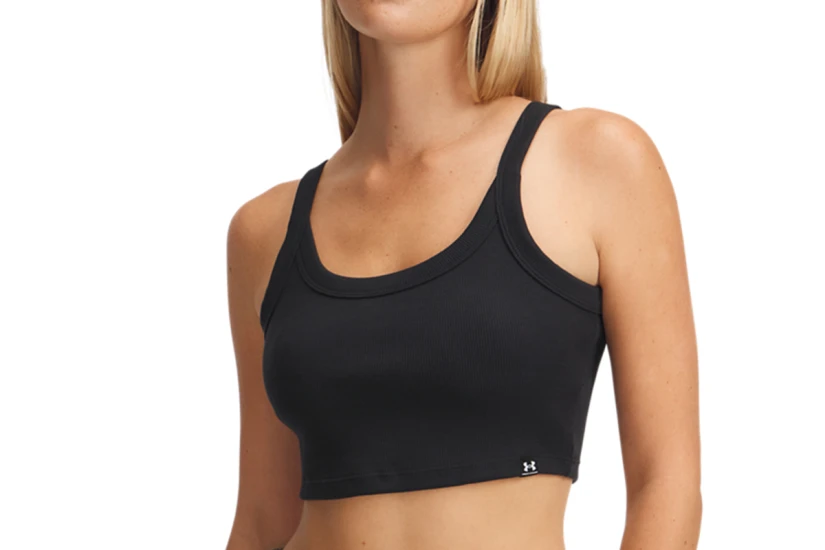 Under Armour Rival Rib Baby Γυναικείο Αμάνικο Crop Top Μαύρο
