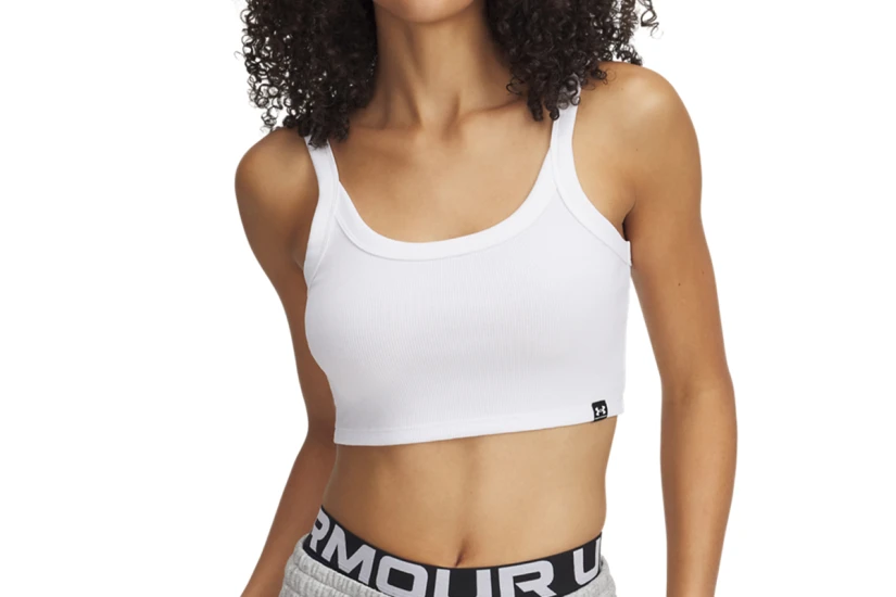 Under Armour Rival Rib Baby Γυναικείο Αμάνικο Crop Top Λευκό