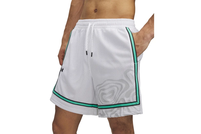 Under Armour Zone Pro Mesh Printed Ανδρική Μπασκετική Βερμούδα Λευκή