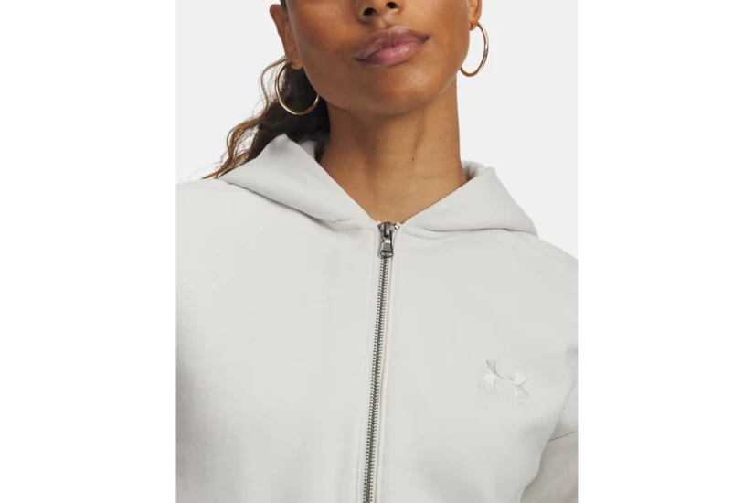 Under Armour Icon Vida Fleece Γυναικεία Ζακέτα με Κουκούλα Εκρού