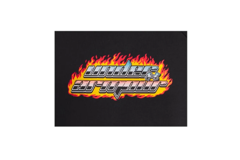 Under Armour Rival Fleece Flamin Wordmark Παιδικό Hoodie Μαύρο