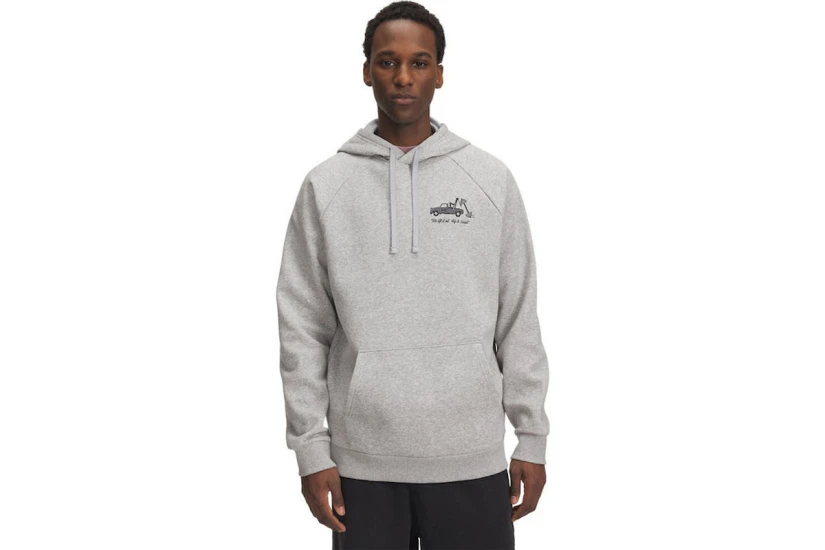 Under Armour Rival Fleece HBR Logo Ανδρικό Φούτερ με Κουκούλα Γκρι