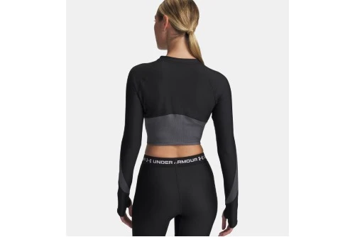 Under Armour Heatgear Rib 1-4 Zip Crop Top Μακρυμάνικο Γυναικείο (6003981 004)