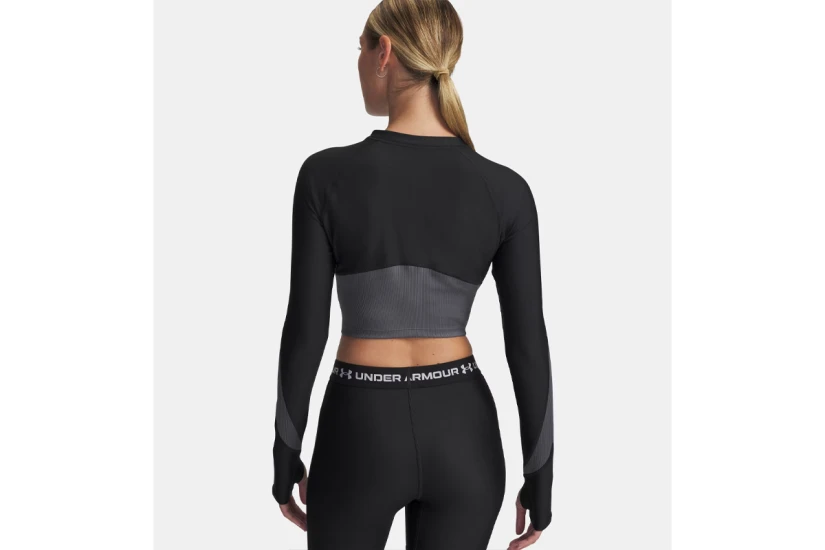 Under Armour Heatgear Rib 1-4 Zip Γυναικείο Μακρυμάνικο Crop Top