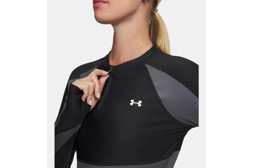 Under Armour Heatgear Rib 1-4 Zip Γυναικείο Μακρυμάνικο Crop Top