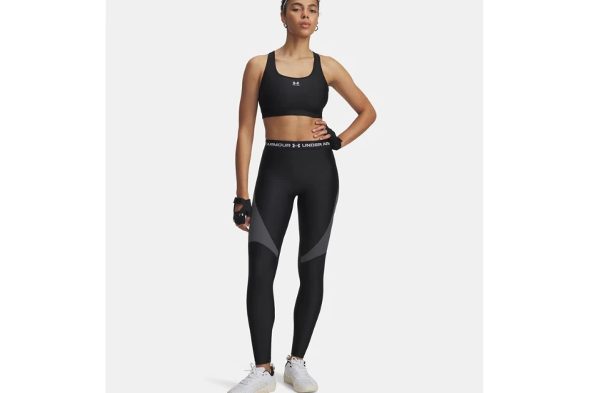 Under Armour Heatgear Rib Γυναικείο Μακρύ Κολάν Μαύρο, Ανθρακί
