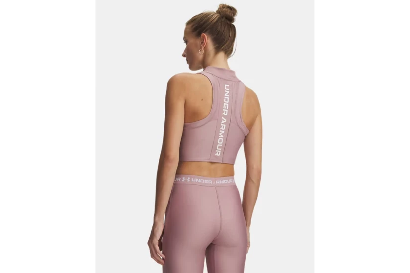 Under Armour Heatgear Rib Γυναικείο Αμάνικο Crop Top Σάπιο Μήλο