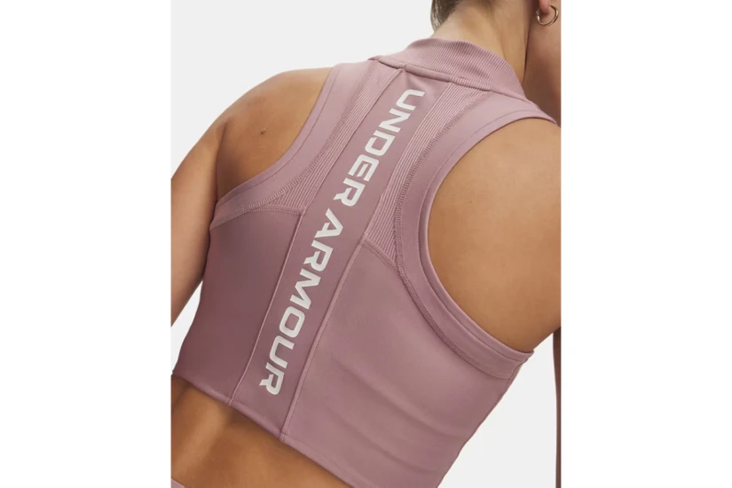 Under Armour Heatgear Rib Γυναικείο Αμάνικο Crop Top Σάπιο Μήλο