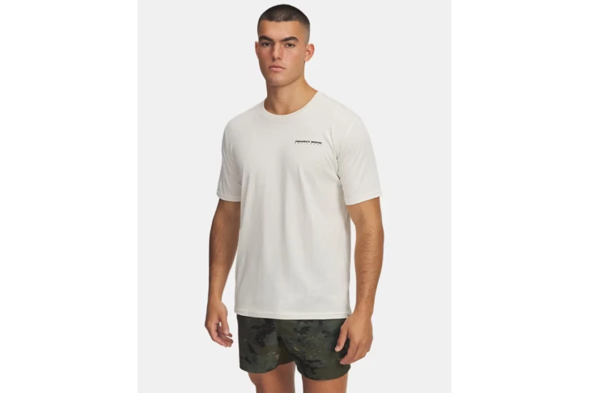 Under Armour Project Rock Ανδρικό Κοντομάνικο T-Shirt Εκρού