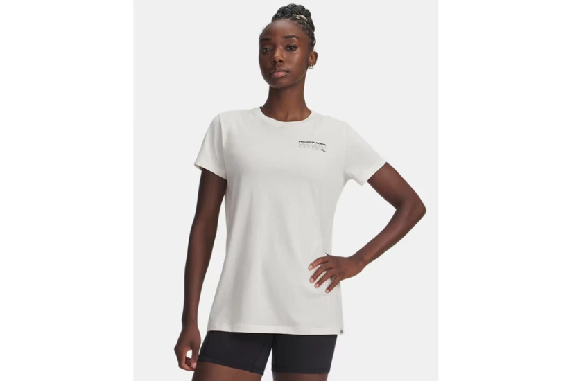 Under Armour Project Rock Graphic Γυναικείο Κοντομάνικο T-Shirt Εκρού