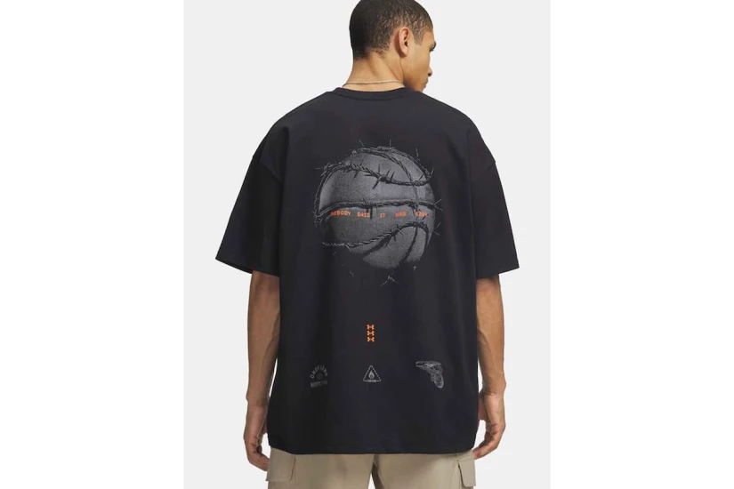 Under Armour Heavyweight Hoops Photoreal Ανδρικό Κοντομάνικο T-Shirt Μαύρο, Πορτοκαλί