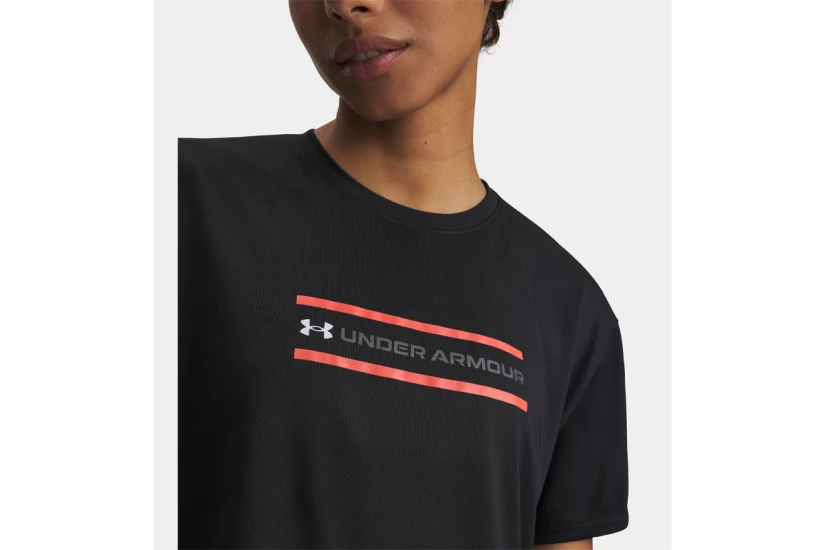 Under Armour Tech Branded Cropped Γυναικείο Κοντομάνικο T-Shirt Μαύρο