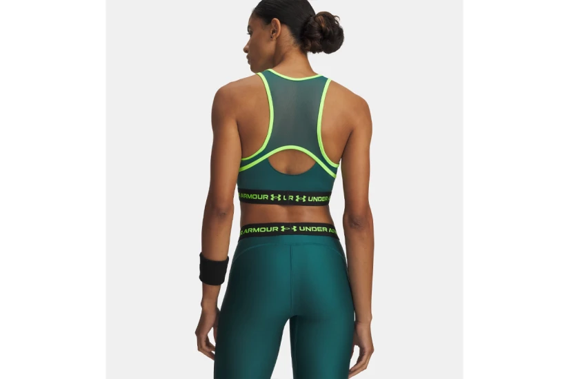 Under Armour Heatgear Mesh Γυναικείο Αμάνικο Crop Top Πετρόλ, Λαχανί