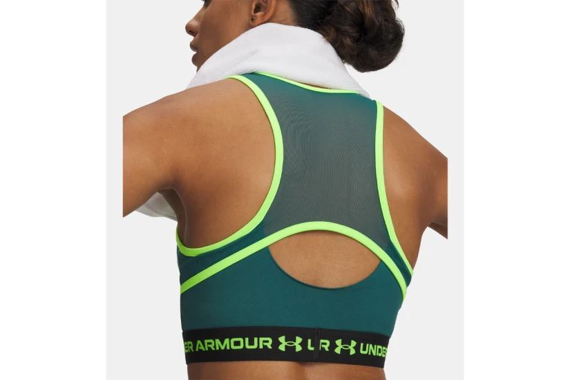 Under Armour Heatgear Mesh Γυναικείο Αμάνικο Crop Top Πετρόλ, Λαχανί