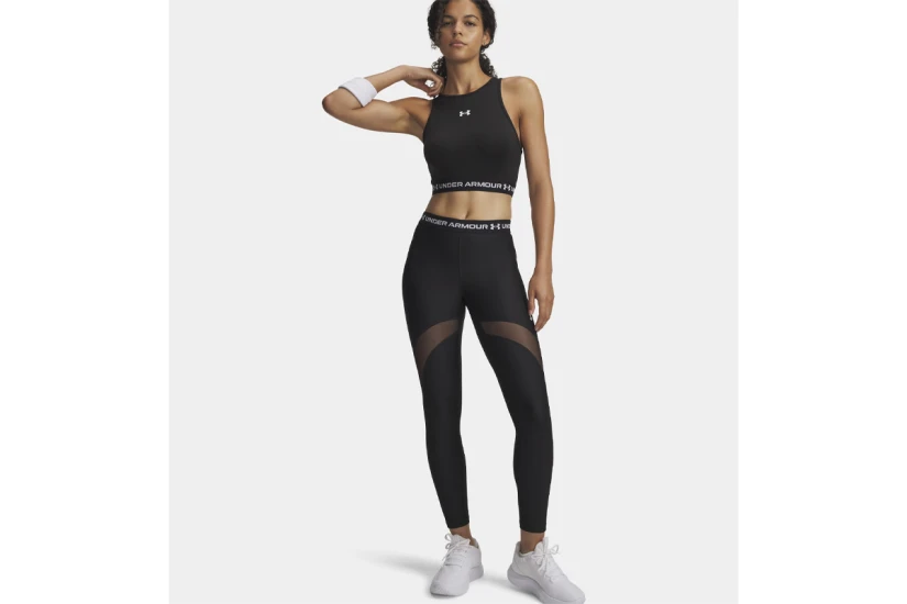 Under Armour Heatgear Mesh Γυναικείο Μακρύ Κολάν Μαύρο, Λευκό