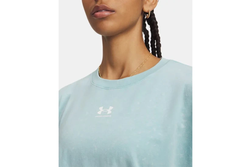 Under Armour Rival Boxy Wash Γυναικεία Cropped Κοντομάνικη Μπλούζα Γαλάζια
